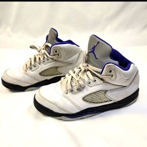 NIKE Air Jordan 5 Retro  3Y Concord Purple And White Youth Mid-Top Lace Leather